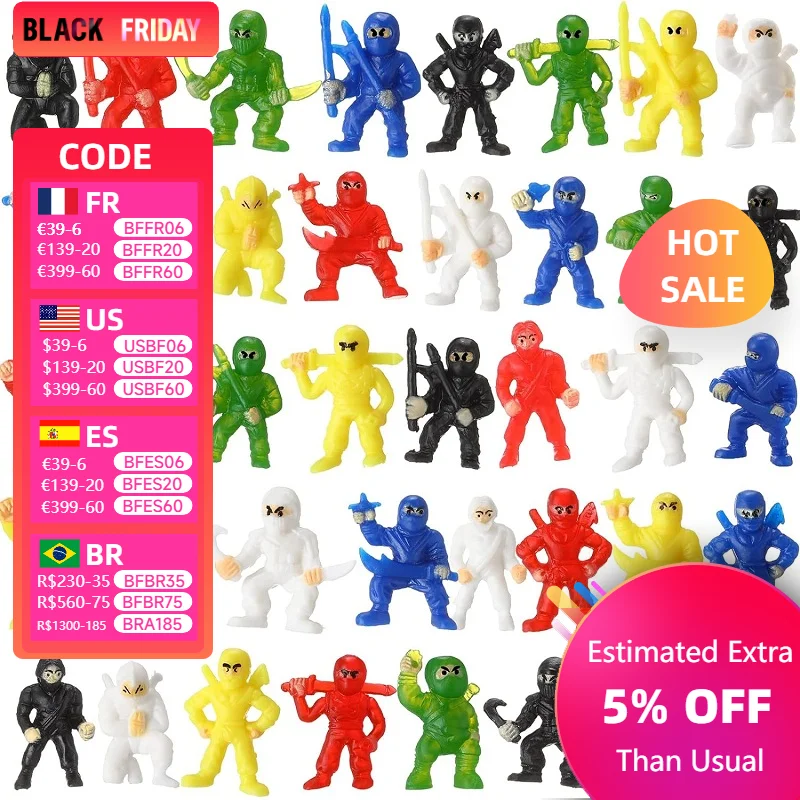 

20Pcs Mini Pvc Ninja Figurines Assorted Warriors Action Little Ninja in Assorted Poses Party Favors Playset for Kids Birthday