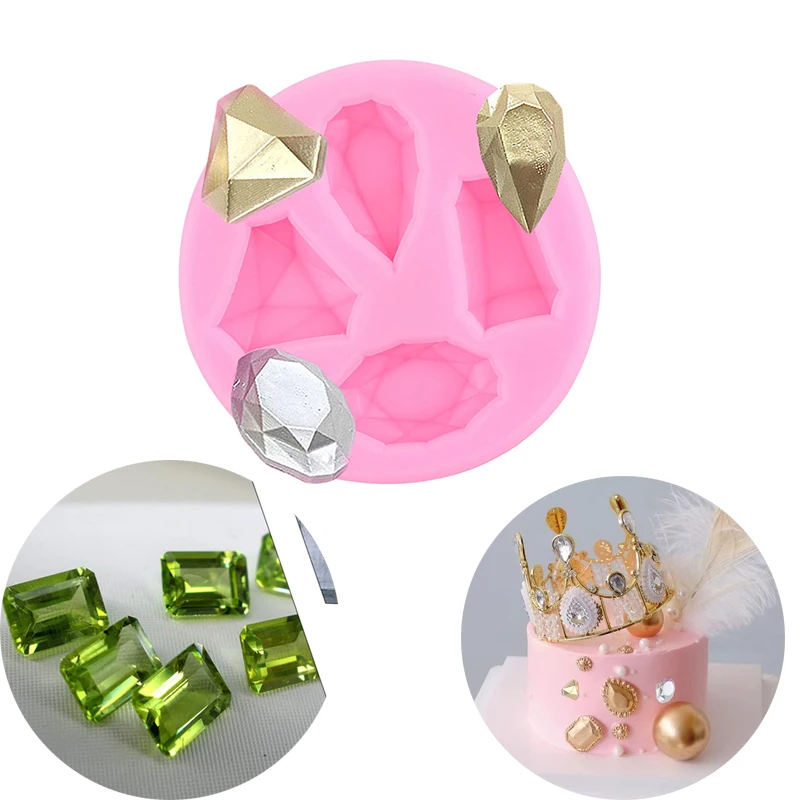 Gemas molde para Fondant joyería de piedras preciosas de diamante molde de silicona para decoración de pasteles Cupcake Topper Chocolate accesorios de cocina herramientas