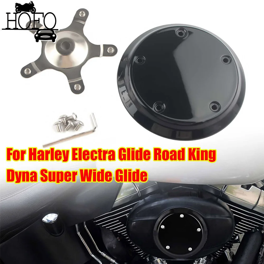 Motorcycle Gloss Black Five-Bolt Domed Air Cleaner Insert For Harley Dyna  Softail Electra Street Glide Twin Cam Road King ﻿