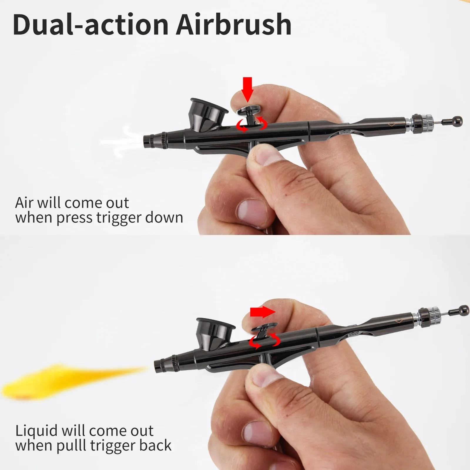 Dual Action Gravity Airbrush Gun 0.3 MM Needle Kit for Makeup Nail Art Painting Model Making Cake Decor Shoes Tattoo and Crafts