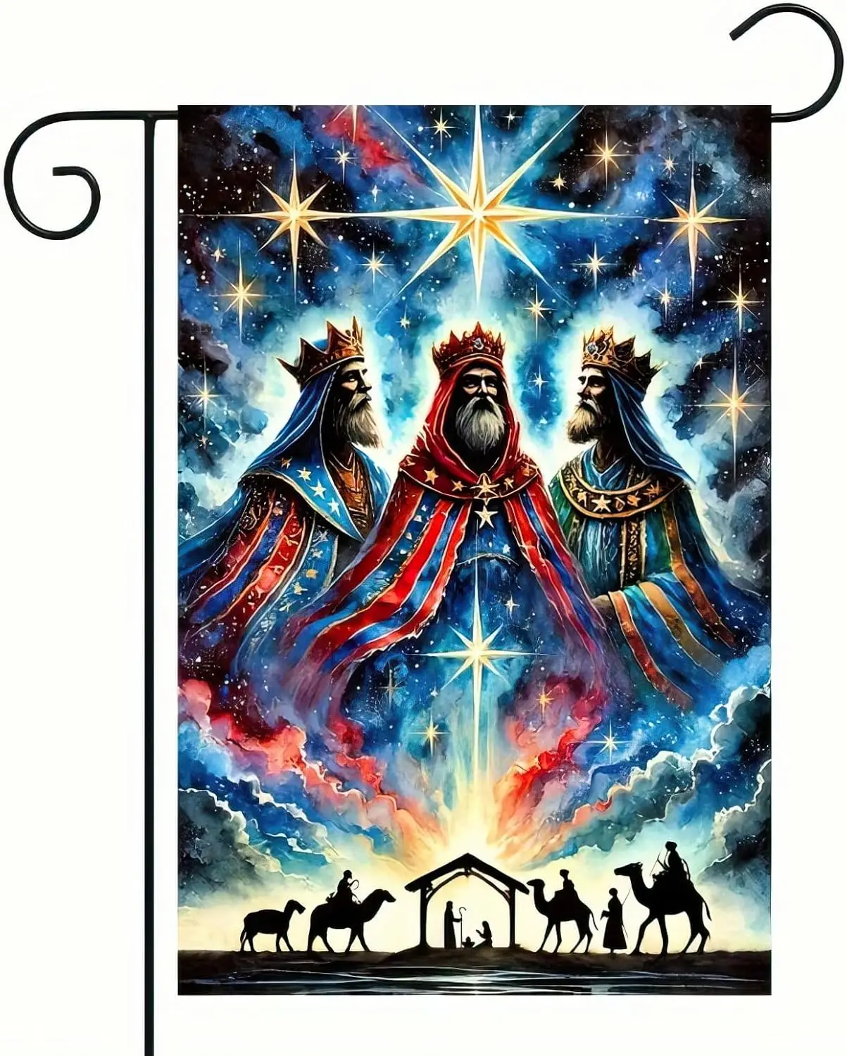 Merry Christmas Garden Flag 12x18 Double-Sided Puerto Rico Three Christmas Wise Men Garden FlagNativity Three Kings Welcome Flag