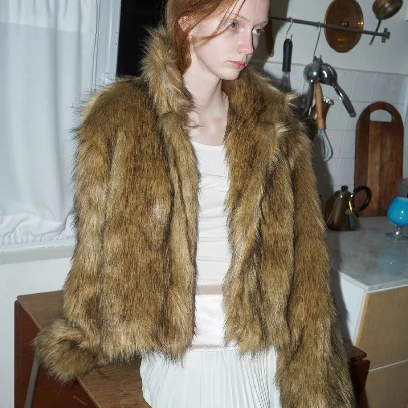 

YYAHAHAS 2025 Autumn and Winter Environmentally Friendly Fur Coat for Young Women Short and Fashionable Street Loose Coat