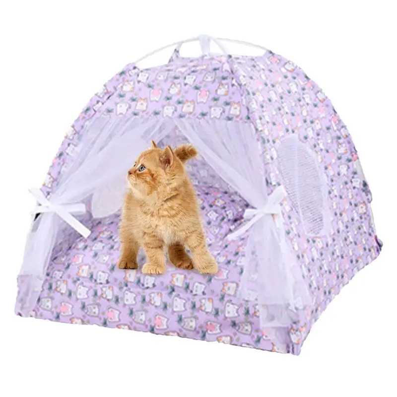 

Cat Tent Bed Portable Cat Cave Play Tents Pet Sun Shelter Semi-Enclosed Floral Pet Cave Nest Foldable Dog Tent Bed For Indoor