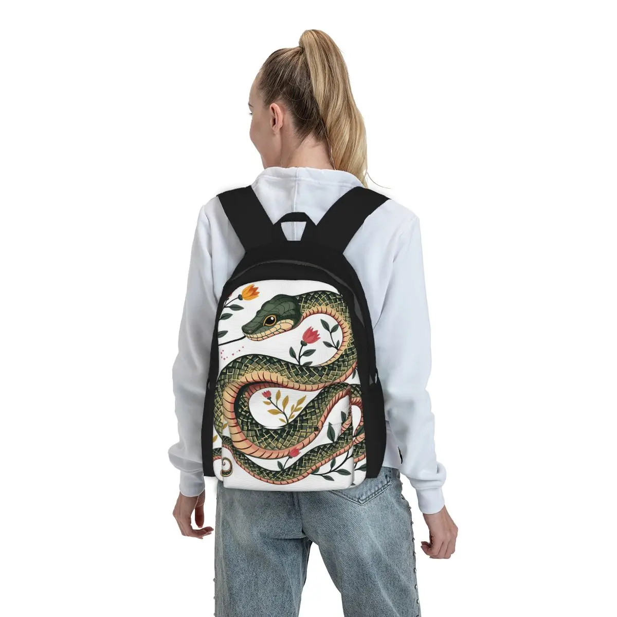 Botanical Serpent Nature Inspired Backpack Boys Girls BookBag Kids School Bag Computer Shoulder Bags for Men Women