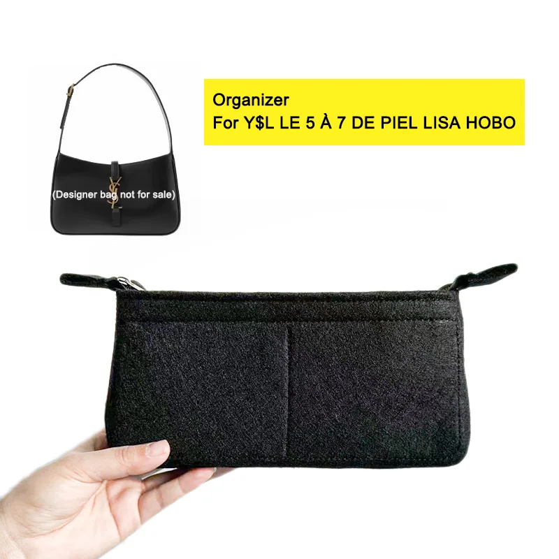 Bolsa de cor com tampa com zíper, organizador de inserção, tamanho personalizado, apto para Y S L LE 5 e 7, saco De PIEL LISA HOBO, 23x16x6,5 cm