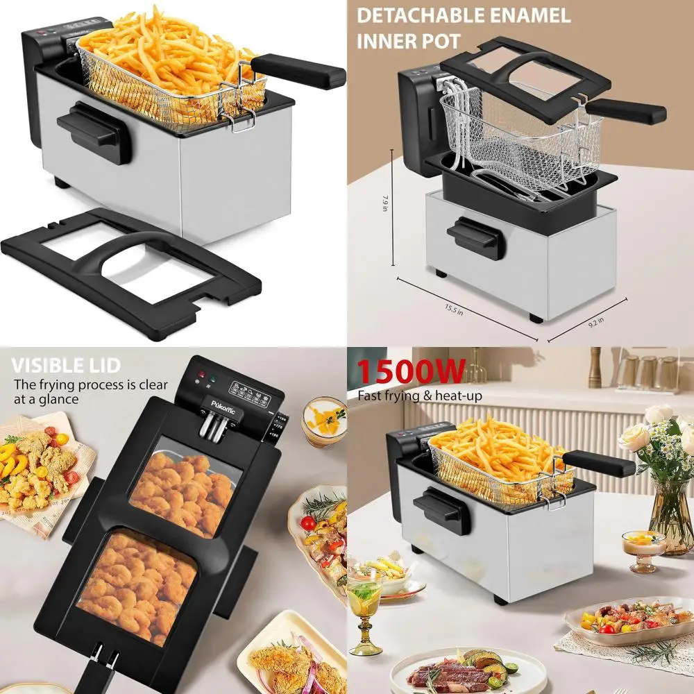 

Фритюрница из нержавеющей стали на 3 л, 1500 Вт, регулируемая температура, съемная корзина, легко чистится