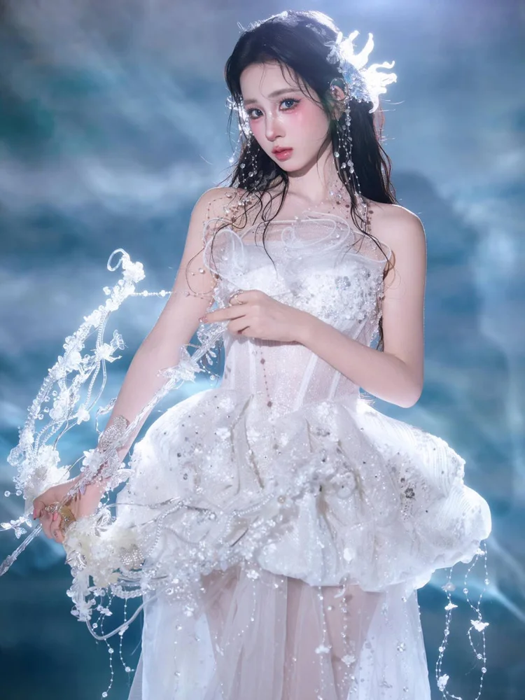 2026 New Dreamy Fairy Princess Mermaid Atmosphere Photography Costume Heavy Workmanship Special Occasion Women's Dress view 4