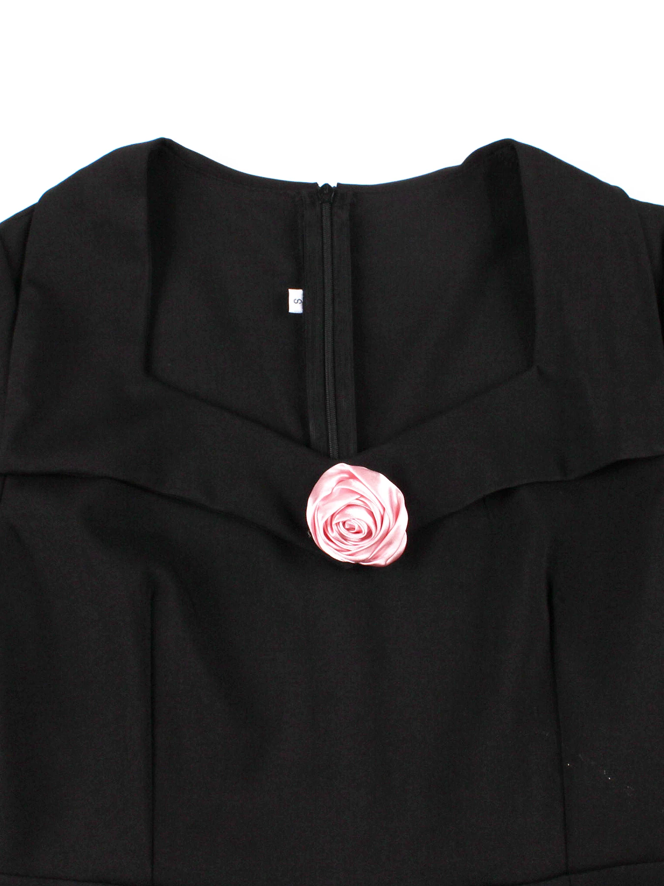 Tonval Schwarze Kleider mit herzförmigem Ausschnitt, Applikationen und Details, elegante 50er-Jahre-Kleidung für Damen, plissiertes Kleid im Vintage-Stil mit Gürtel