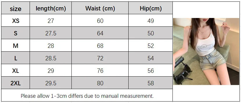 Jeans-Shorts Lässige Hochgeschnittene Hellblaue Denim-Shorts für Damen, Vintage-Waschung Knopfleiste Sexy Enge A-Linien Hot Pants Sommer – Detail 2