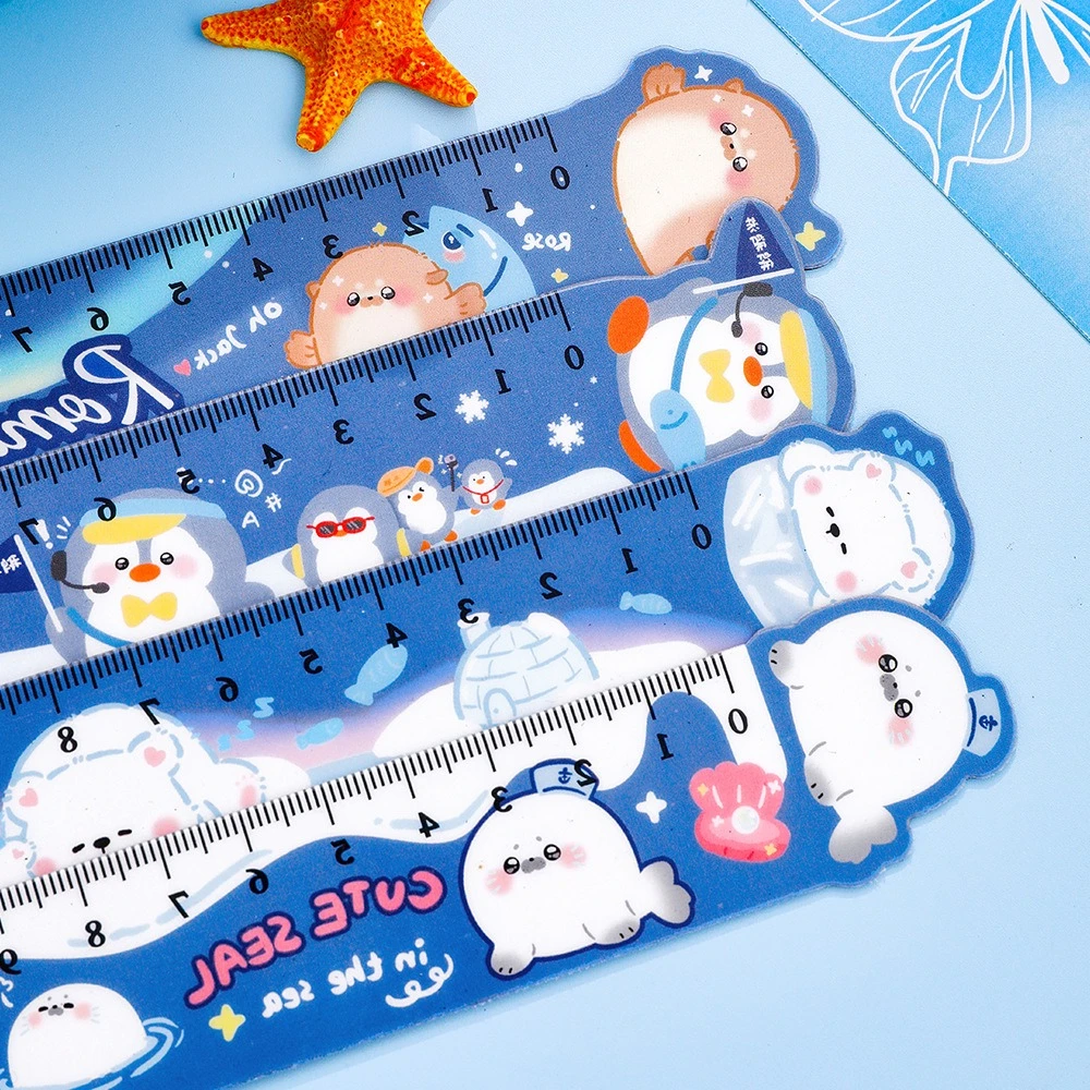 Wholesale Ocean Animal Magnetic Ruler Cute Student Aesthetic Irregular Drawing Straight Ruler Creative