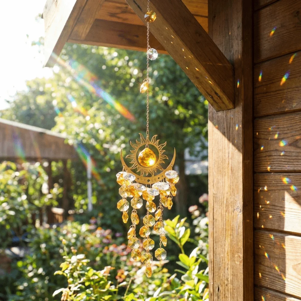 Energy Gemstone Diamond Prisms Sun Catcher Light and Shadow Moon Eye Wind Chime Hanging AB Colourful Crystal Catcher Home
