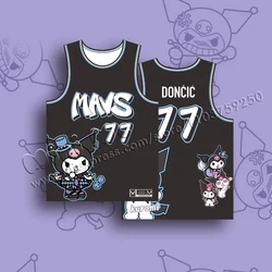 Letnia nowa gorąca sprzedaż Doncic koszulka bez rękawów Dallas męska MINISO oddychająca Kid Sanrio Kuromi jakość dziecięca koszulka unisex