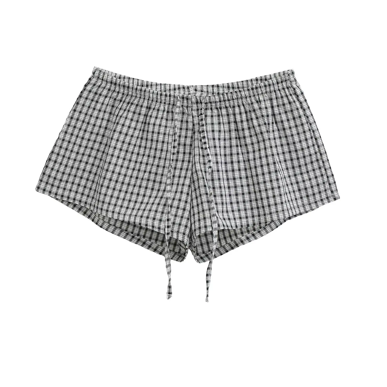 American Sle Plaid Elastico in vita Dstring orts Pantaloni da casa casual versatili estivi da donna Dritto Sottile Gamba larga Hot...