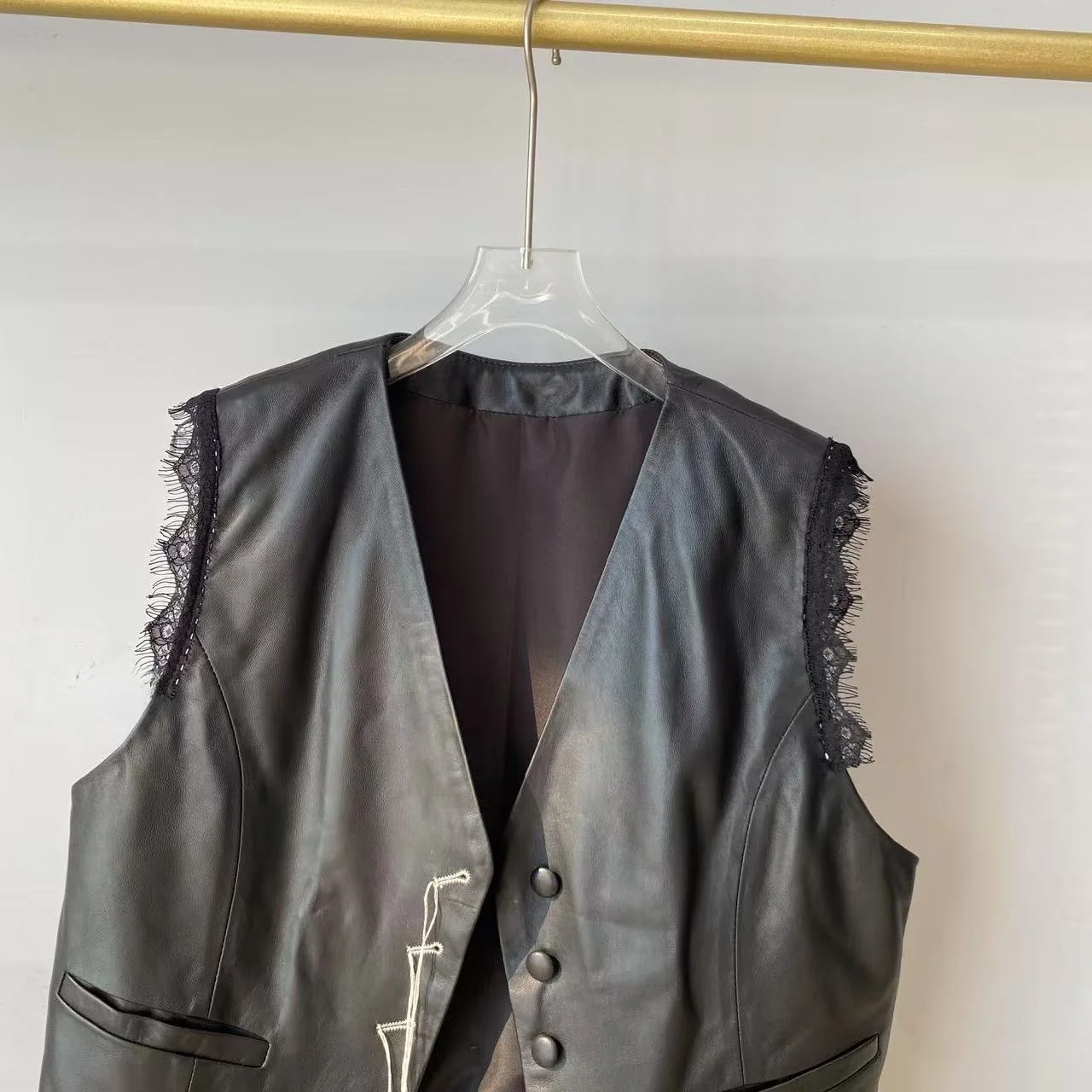 Outono 2025 novo sle feminino faionable ort couro genuíno eepskin colete svel jaet v-ne casaco multiuso