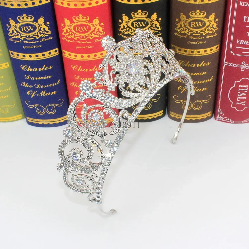 *الزفاف الأوروبي الأمريكي الرائع الزركون تاج المنصة الجمال الملكة الأميرة عيد ميلاد التيجان اكسسوارات الزفاف مجوهرات هدايا