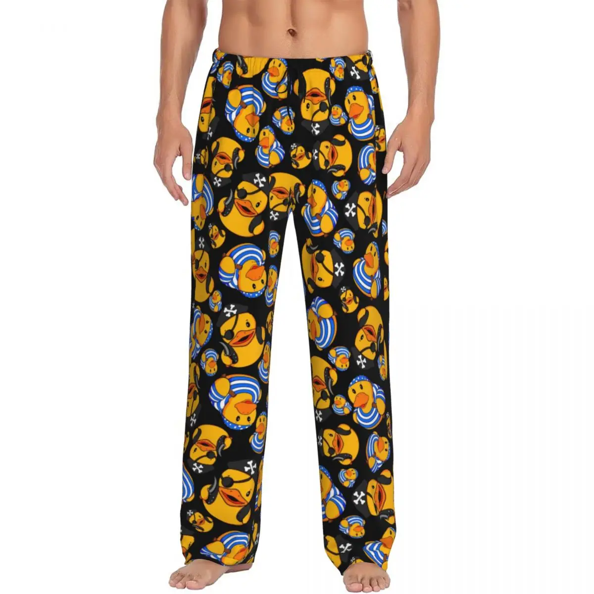 Men\'s Cartoon Animal Rubber Duck Pajama Pants Custom Print Sleep Sleepwear Bottoms with Pockets