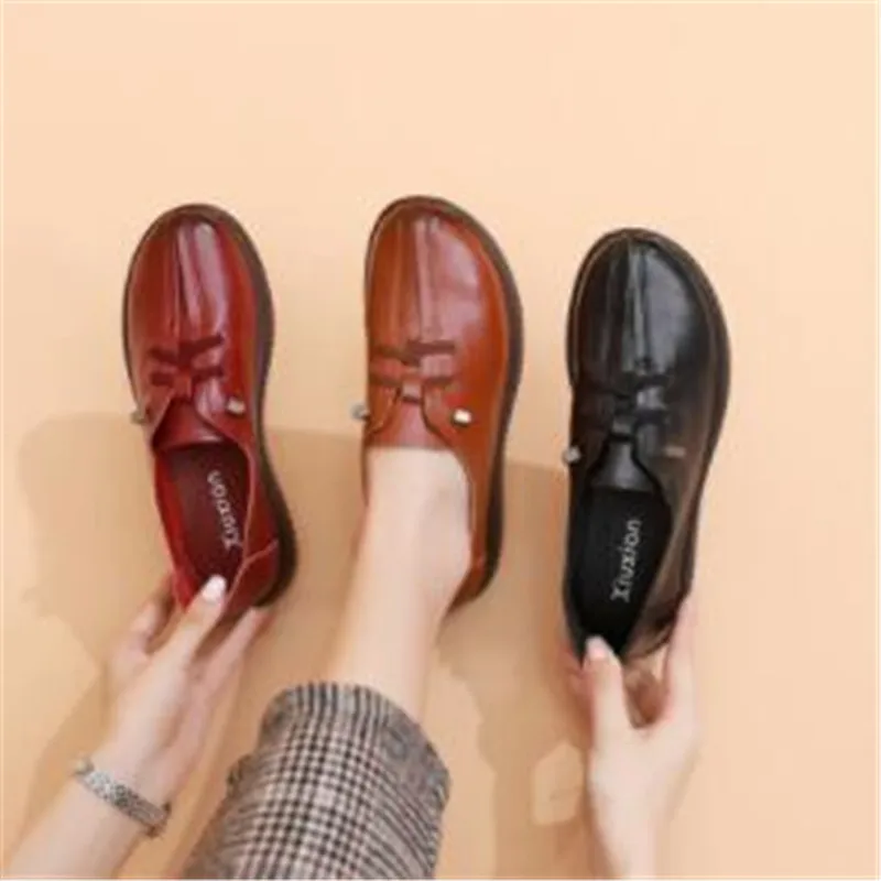 

Lace Up Flats Women's Oxfords Comfy Leather Shoes Female Designer Loafers Woman Black Slip Ons Ladies Driving Shoes Retro Loafer