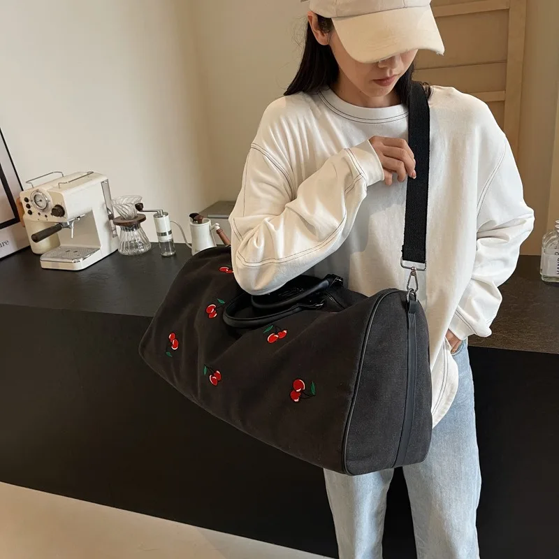 Fashion Versatile Travel Bag Large Capacity Women's Canvas Bag Light Luggage Student Handheld Storage Bag for Business Travel