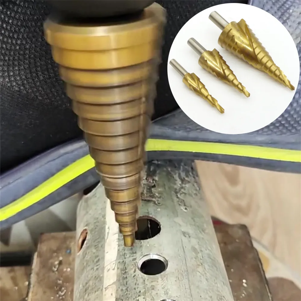 

Набор из 3-х ступенчатых сверл HSS со спиральной канавкой для сверления отверстий, для стали, дерева, алюминиевых сплавов, изоляционных плит