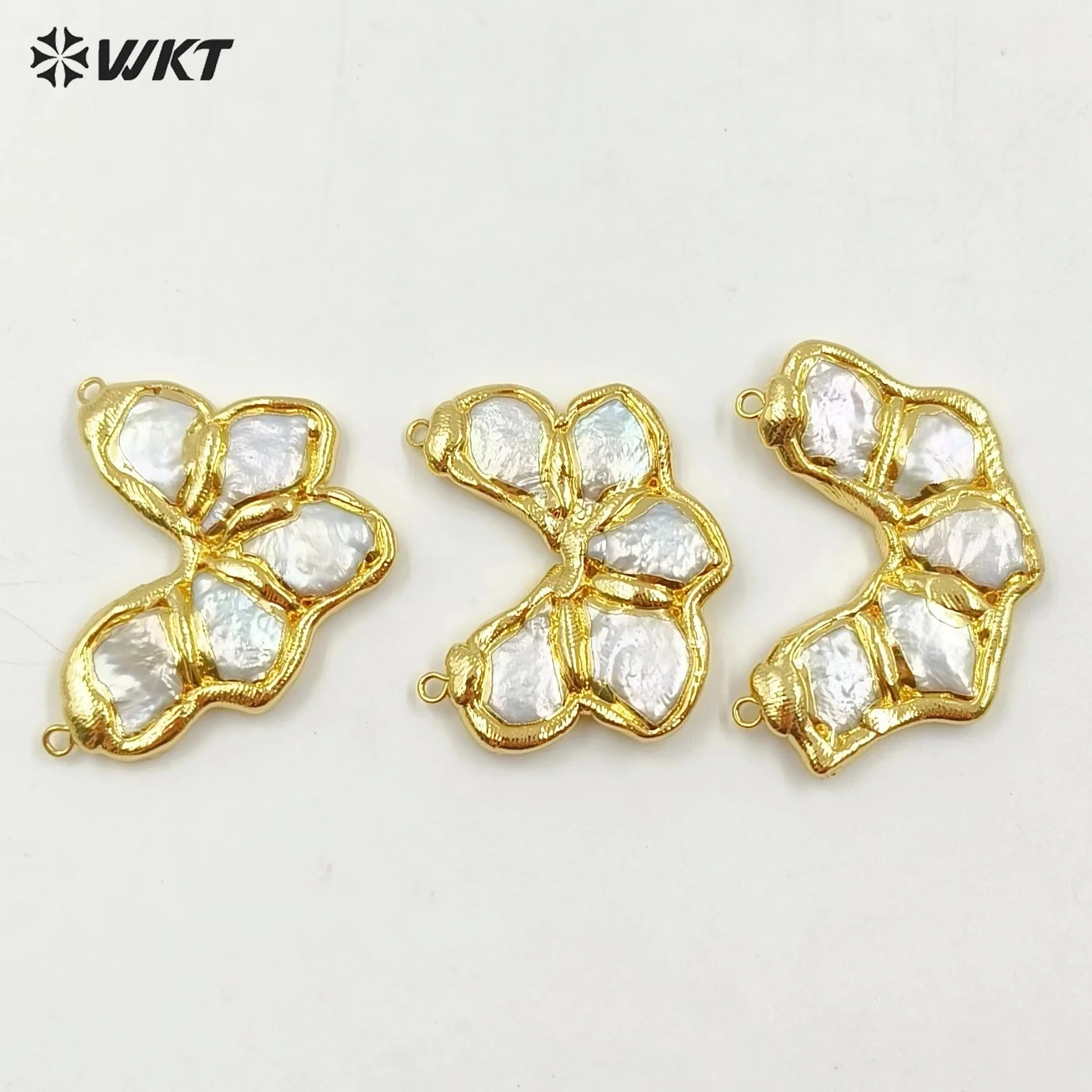 

WT-JP362 WKT Эксклюзивный дизайн Великолепная европейская мода Ручная работа Позолоченные массивные подвески из натурального жемчуга