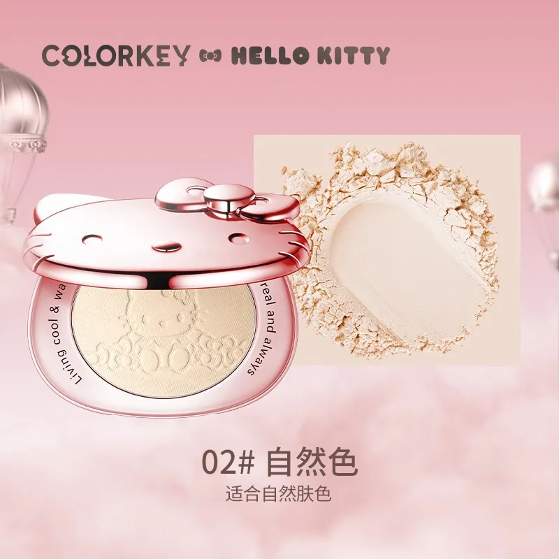 Miniso Sanrioedkittys Powder Cake Ins Girl's Heart Control Oil Setting Makeup Concealer Touch-Up Loose Powder Skin-Friendly Gift