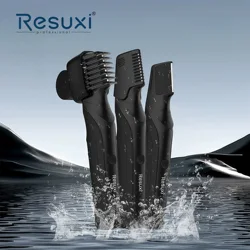 Resuxi 새로운 남성용 전기 바디 헤어 트리머 다기능 3 in 1 헤어 클리퍼 면도기 세트 IPX5 전신 워터 워시 클리퍼