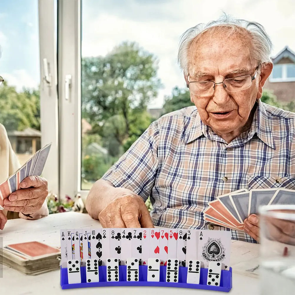 2 Pcs Card Holder Base Business Organizer Stand Canasta Desktop Domino Bases Bridge Holders Dominoes