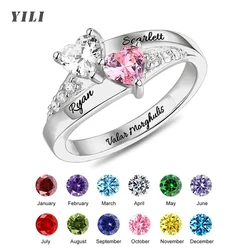 Personalized Name Ring with 1-8 Birthstones Custom Names Birthstone Rings Family Ring Jewelry Gifts for Women Mother Daughter