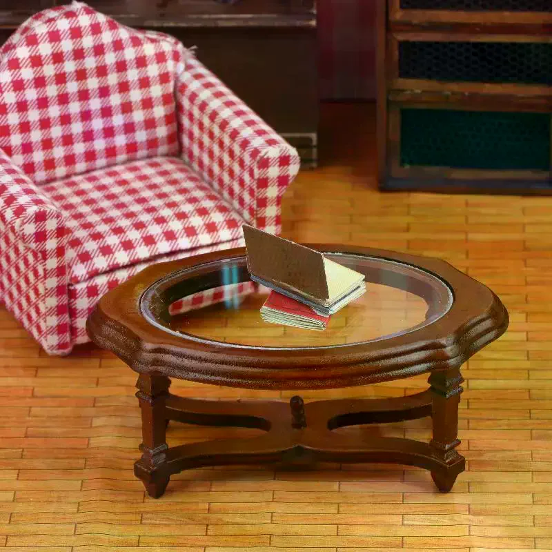 1/12 دمية محاكاة طاولة القهوة نموذج دمية غرفة المعيشة زخرفة الأثاث المشهد الصغير البناء الدعائم