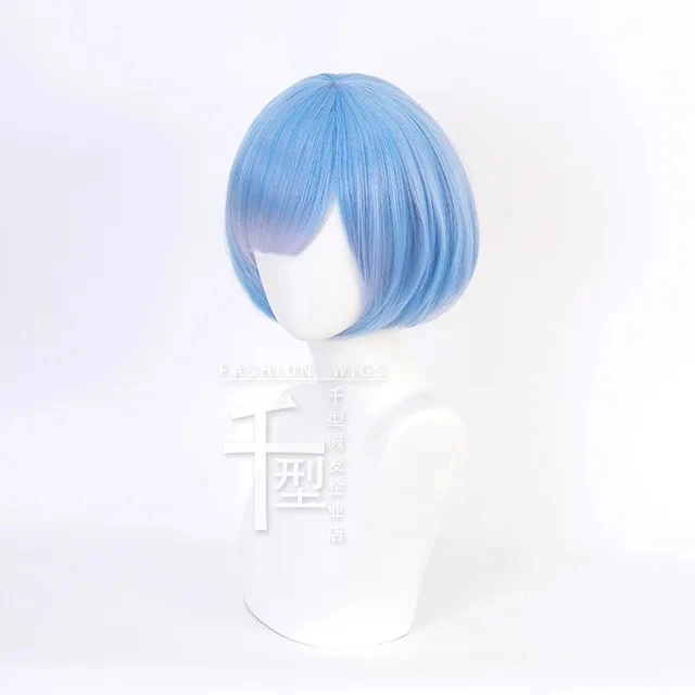 Peluca de Anime para Cosplay, vida en un mundo diferente de Zero Rem, disfraz de Halloween, fiesta, accesorios de disfraz de Ram para mujer, pelo sintético