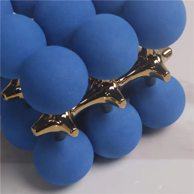 Nordic Blue Beaded Ornament Room House Decoration Craft Gift Accessories Modem Resin Room Decor Table