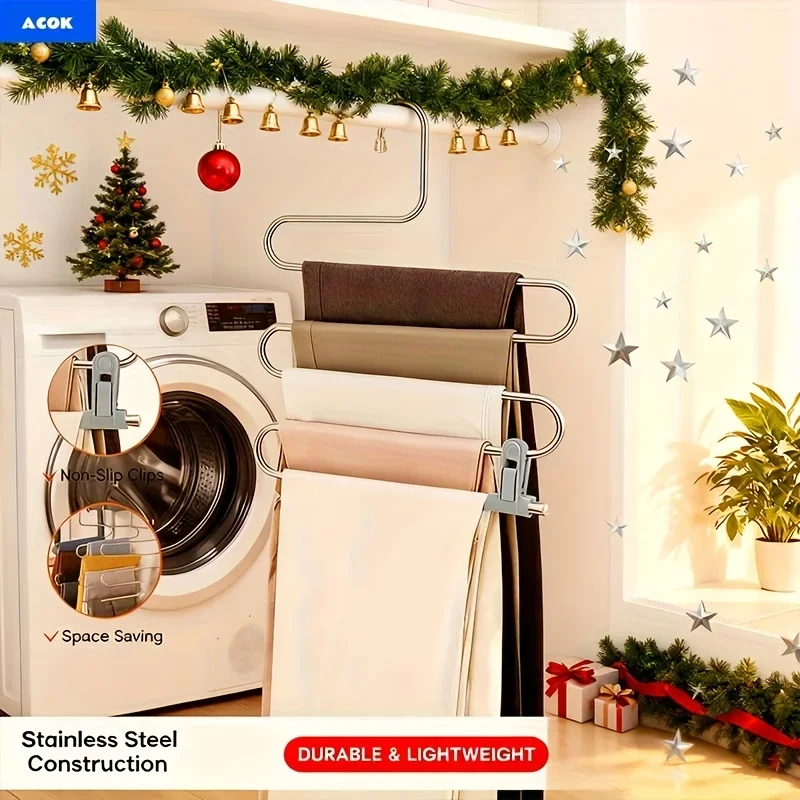 1pc Stainless Steel S-Shaped Pants Hanger | Non-Slip, No Mark Multi-Layer Organizer for Closet Storage, Ideal for Jeans