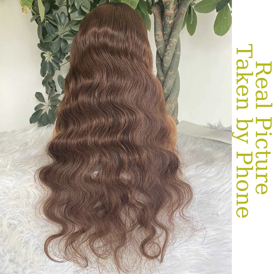 Transparent 30 Inch Chocolate Brown Colored Lace Front Wig Body Wave 13X4 Dark Brown Lace Frontal Human Hair Wigs For Women