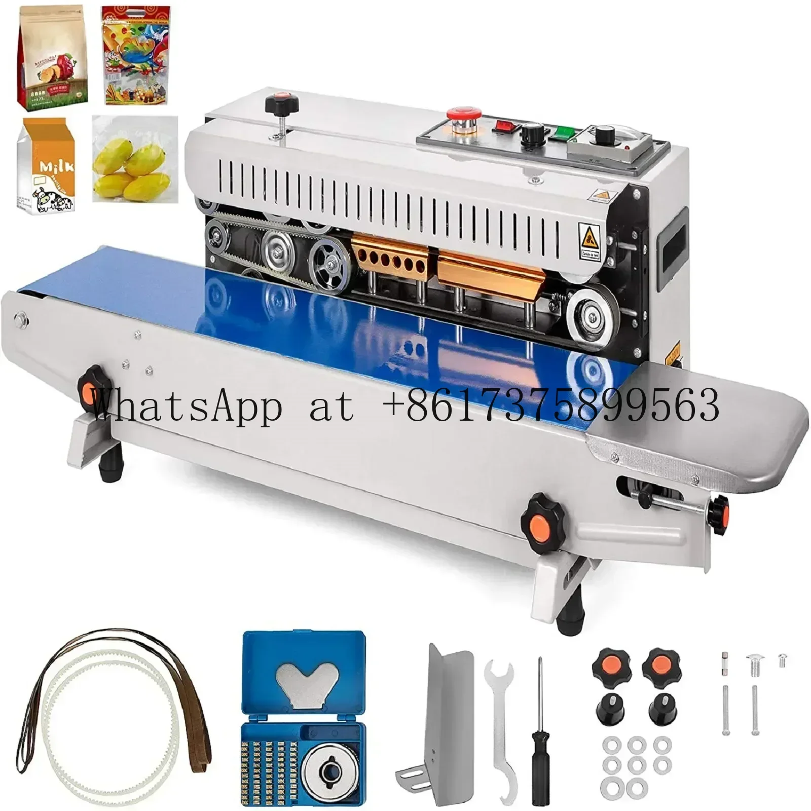 FR770 Horizontal Continuous Band Sealer with Date Printing Automatic Plastic Bag Film Sealing Machine for Packaging Production