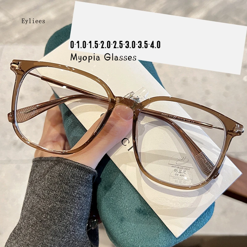 

2024 Anti-blue Light Nearsighted Eyeglasses Ultralight Large Frame Myopia Glasses Fashion Retro Ultra Light Near Sight Eyewear