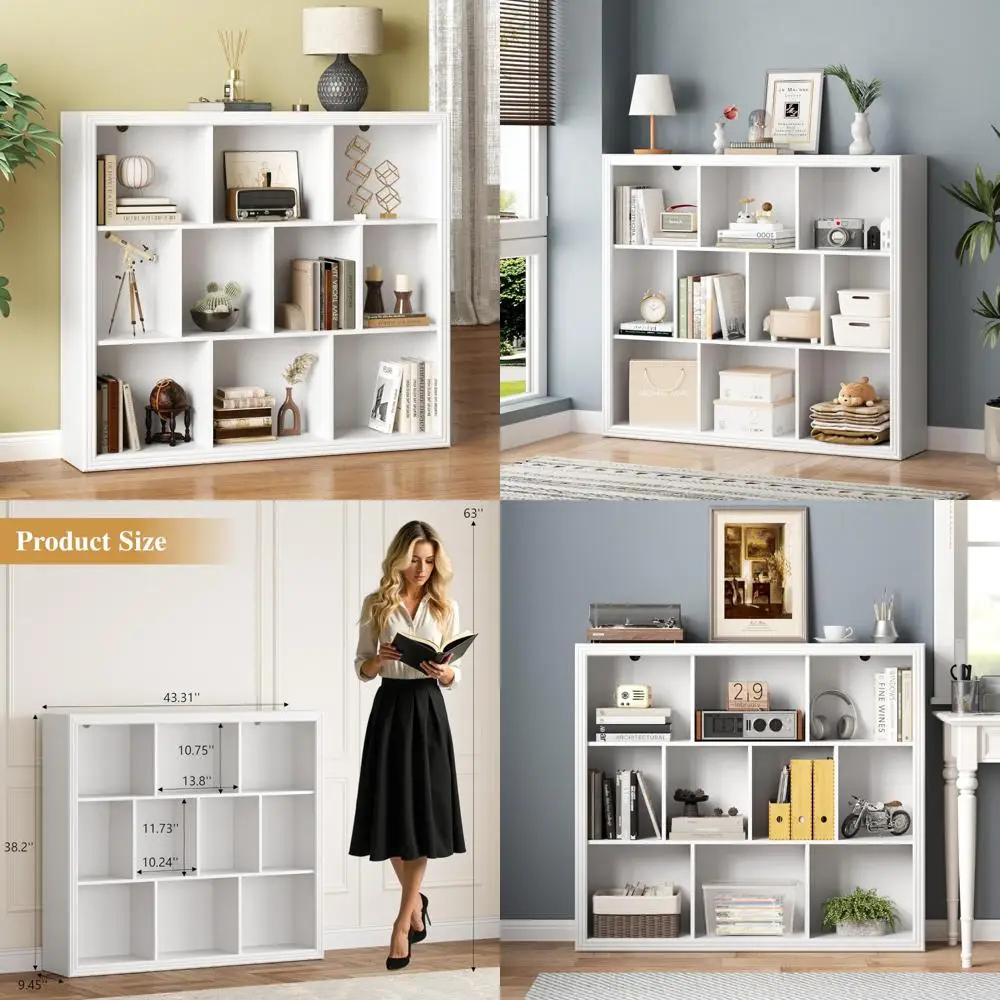 

Modern 43 Wide 38 Tall 10-Cube Bookshelf with Anti-Tip, Open Display Organizer Bookcase for Home Office