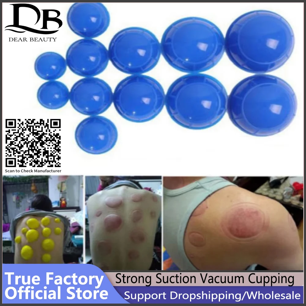 12Pcs/Set Strong Suction Vacuum Cupping Cup Kit Silicone Body Massager Anti Cellulite Remove Toxic Boost Lymphatic Drainage