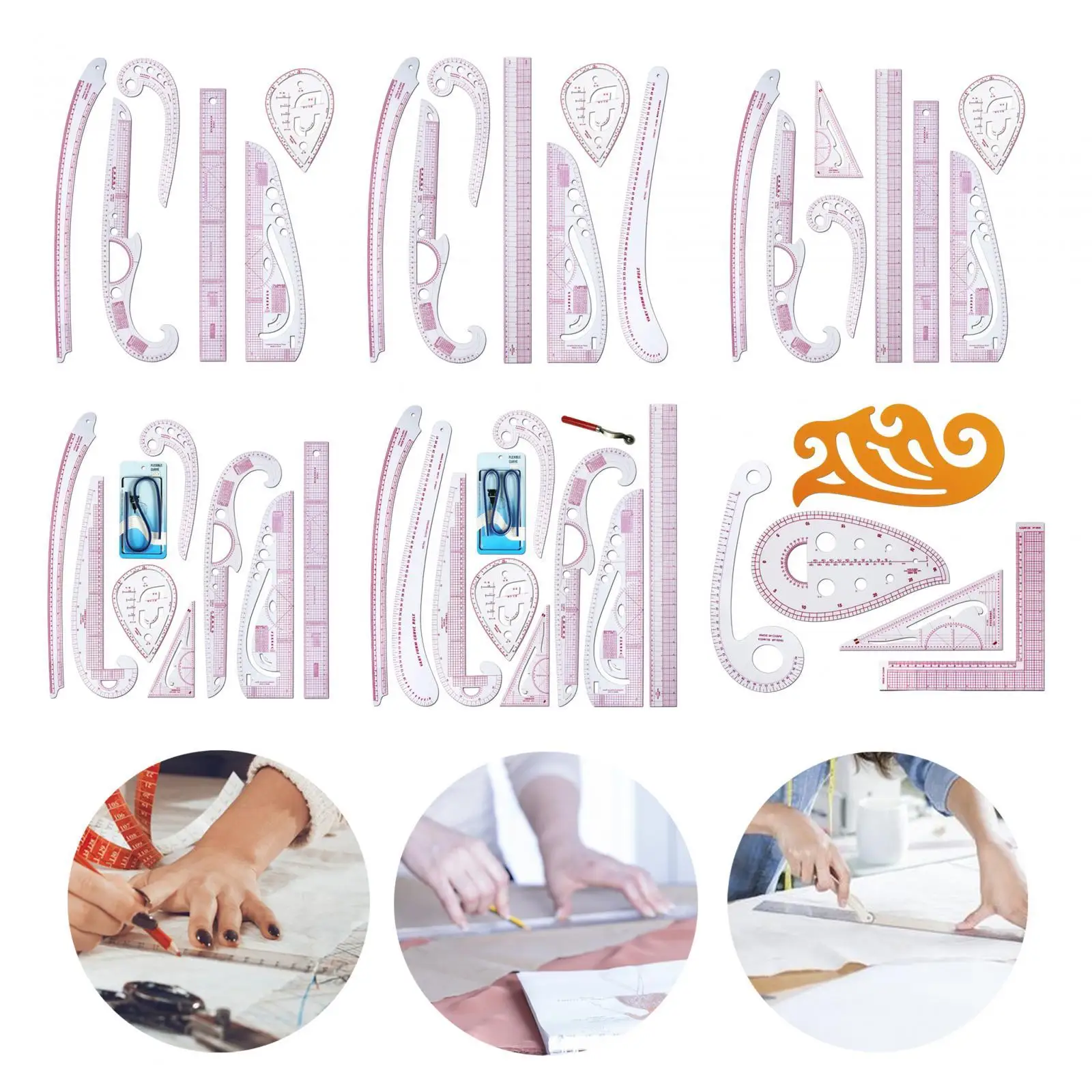 Imagem -03 - Réguas Métricas Curva Francesa Definido para Alfaiates Régua de Elaboração de Vestuário Estilo Faça Você Mesmo Roupas Fabricantes de Vestidos