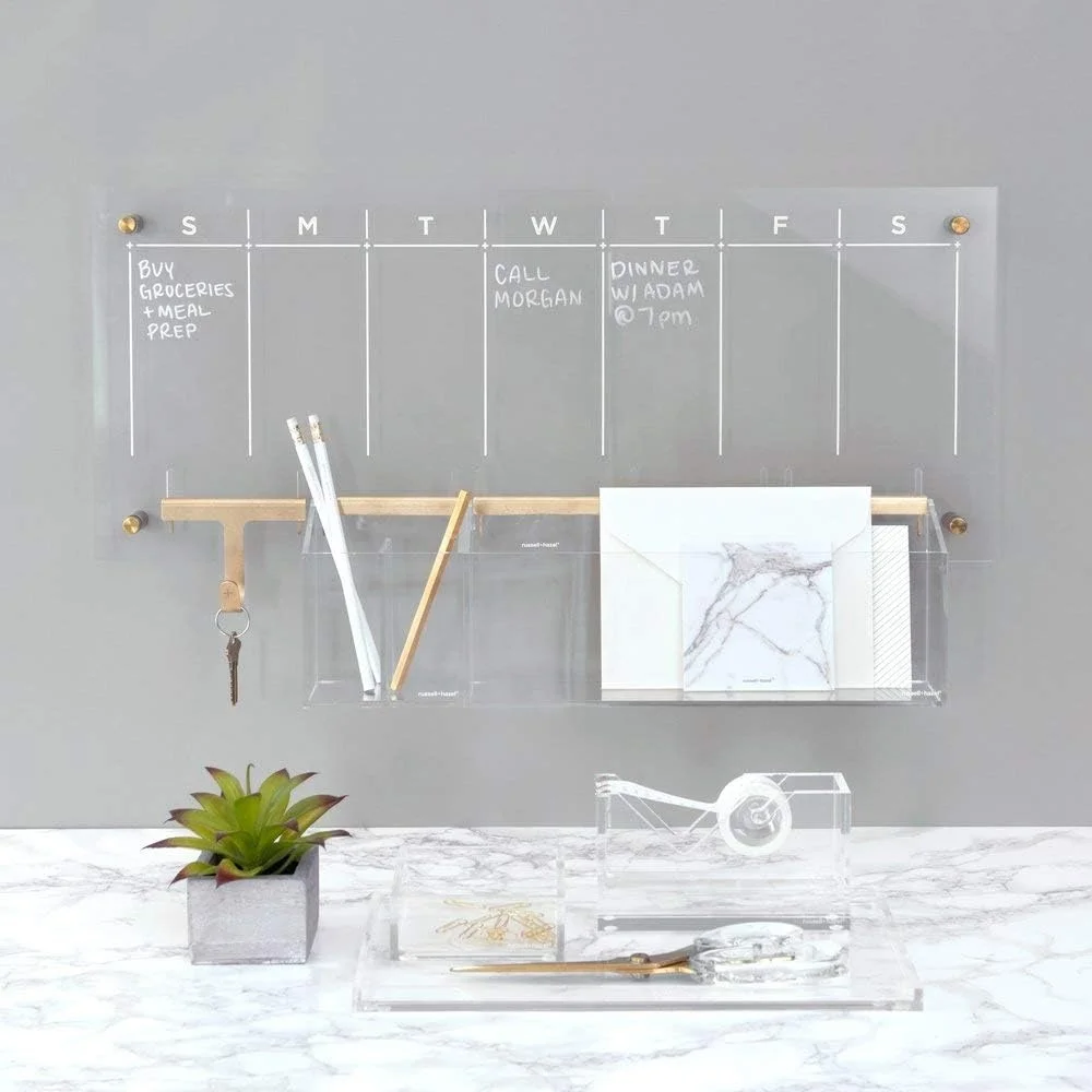 Acrylic Wall Valet Clear Gold Hardware Document Organizer Perfect Mail Note Pads Wall Calendar Accessories