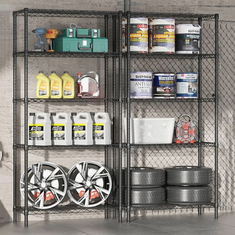 5-Tier Heavy Duty Metal Storage Shelving Unit, Adjustable Iron Rack Shelf Organizer for Garage, Kitchen, Basement, Laundry,
