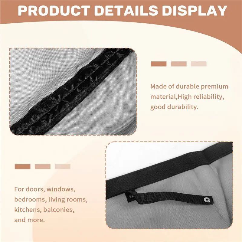 AD23-Mosquito Fly Insect Net Magnetic Door Screen Curtain Auto Closing For Kitchen Indoor Living Room Black Product Size:80X 200