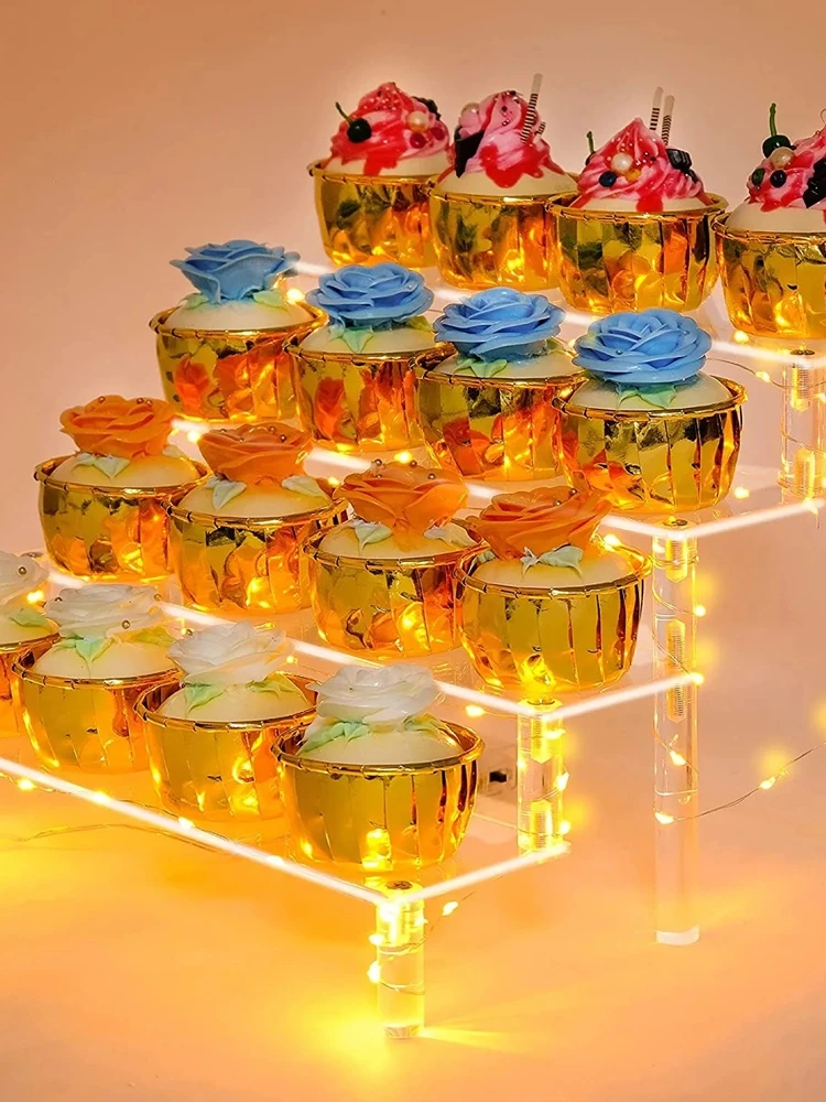Clear Acrylic Display Stand For Anime Figures Cupcake Shelf Organizer Desserts Holder Jewels Display Risers Stand Perfume Stand