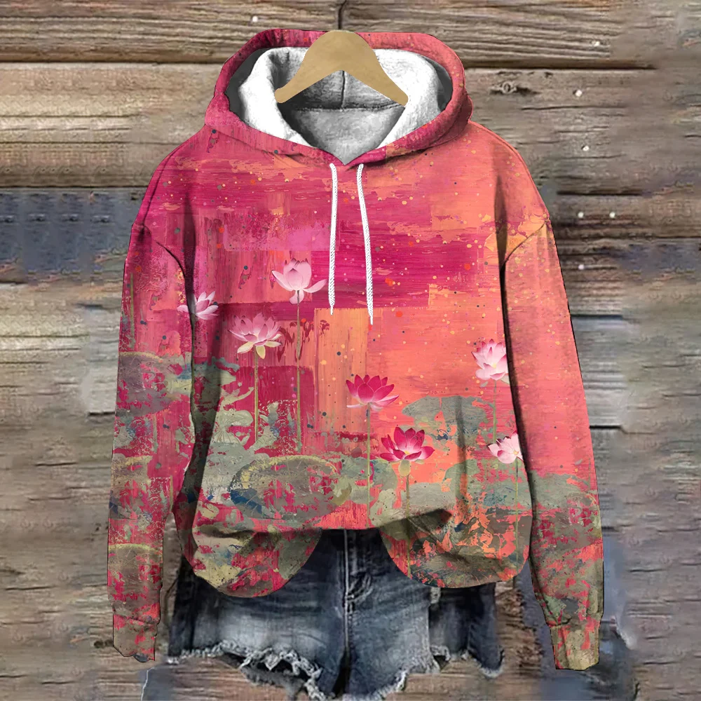 Otoño ciruelo flor 3D sudaderas con capucha con estampado hombres mujeres moda Casual sudaderas con capucha de gran tamaño jerseys chándal ropa