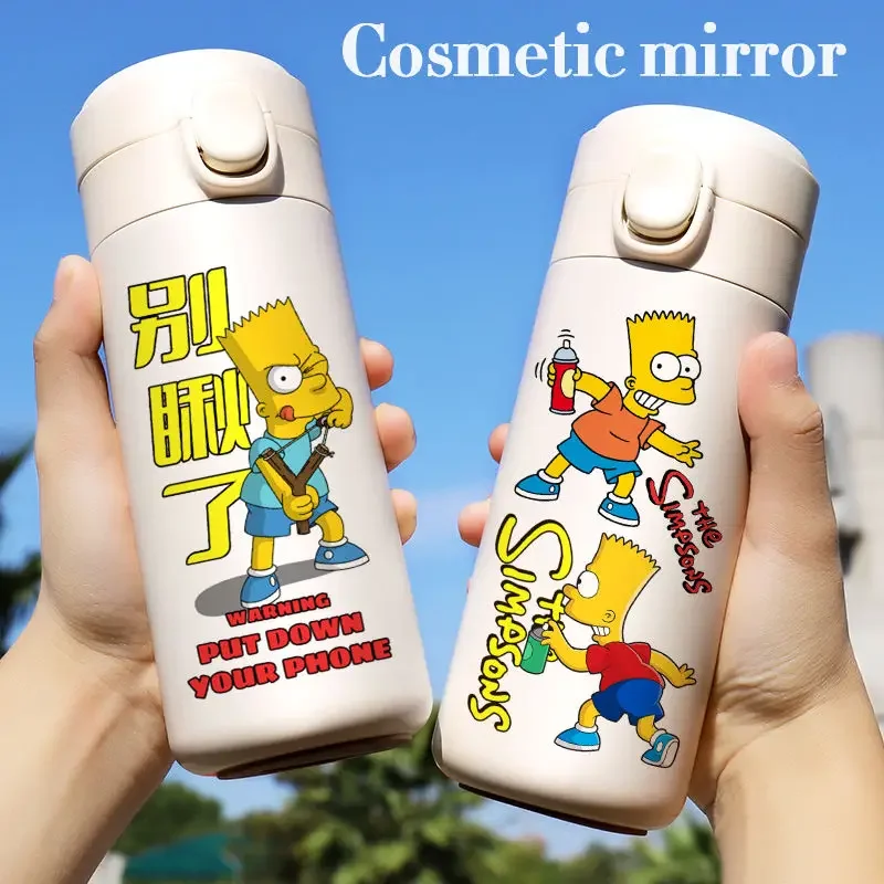 420ML The Simpsons Insulated Cup Cute Cartoon Large Capacity Compact Light Portable Water Cup Fashionable Stainless Steel Kettle