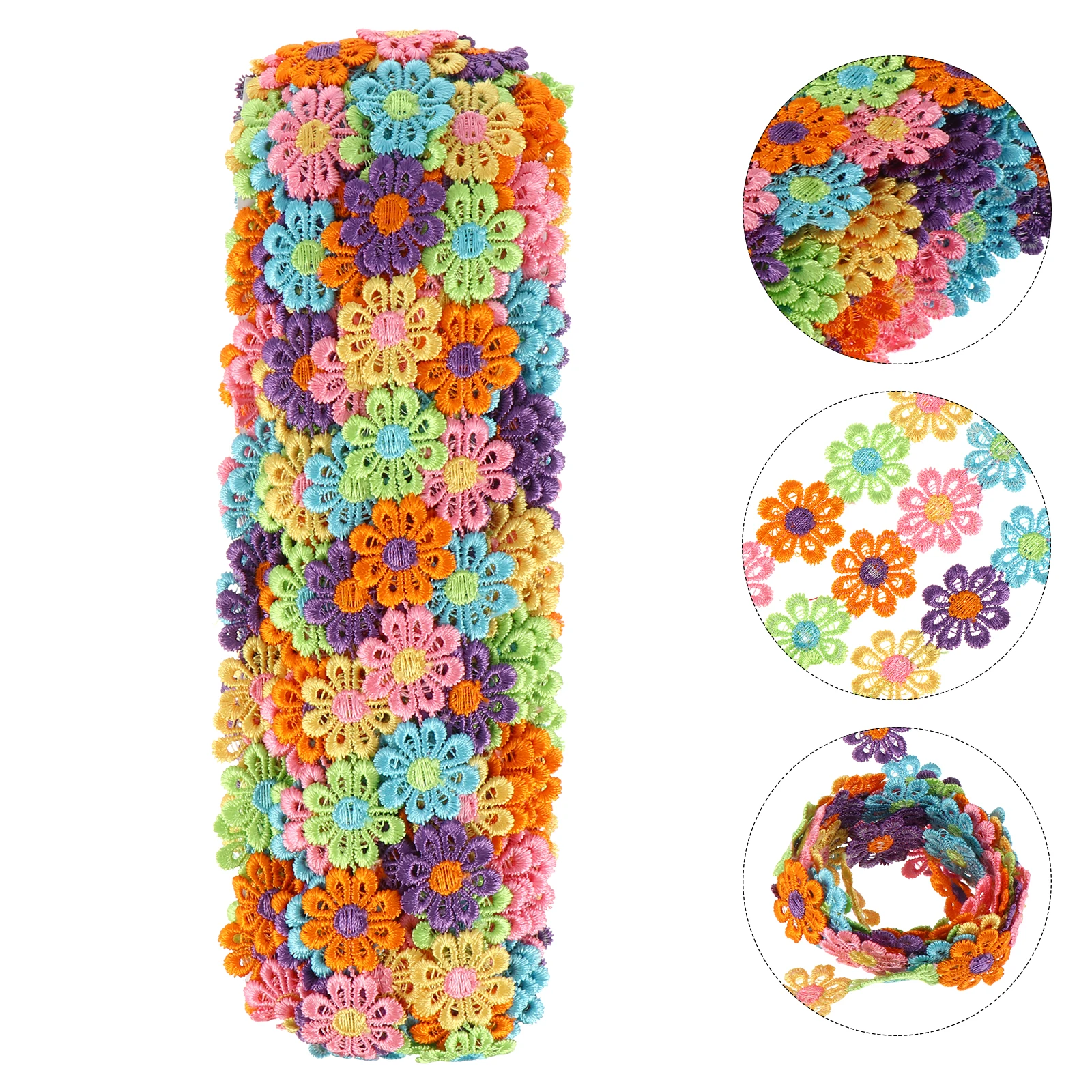

Embroidery Lace Flower Ribbon Decorative Patch for Clothing Accessories Hat Bride Cloth Ribbon Floral Pattern Elastic B