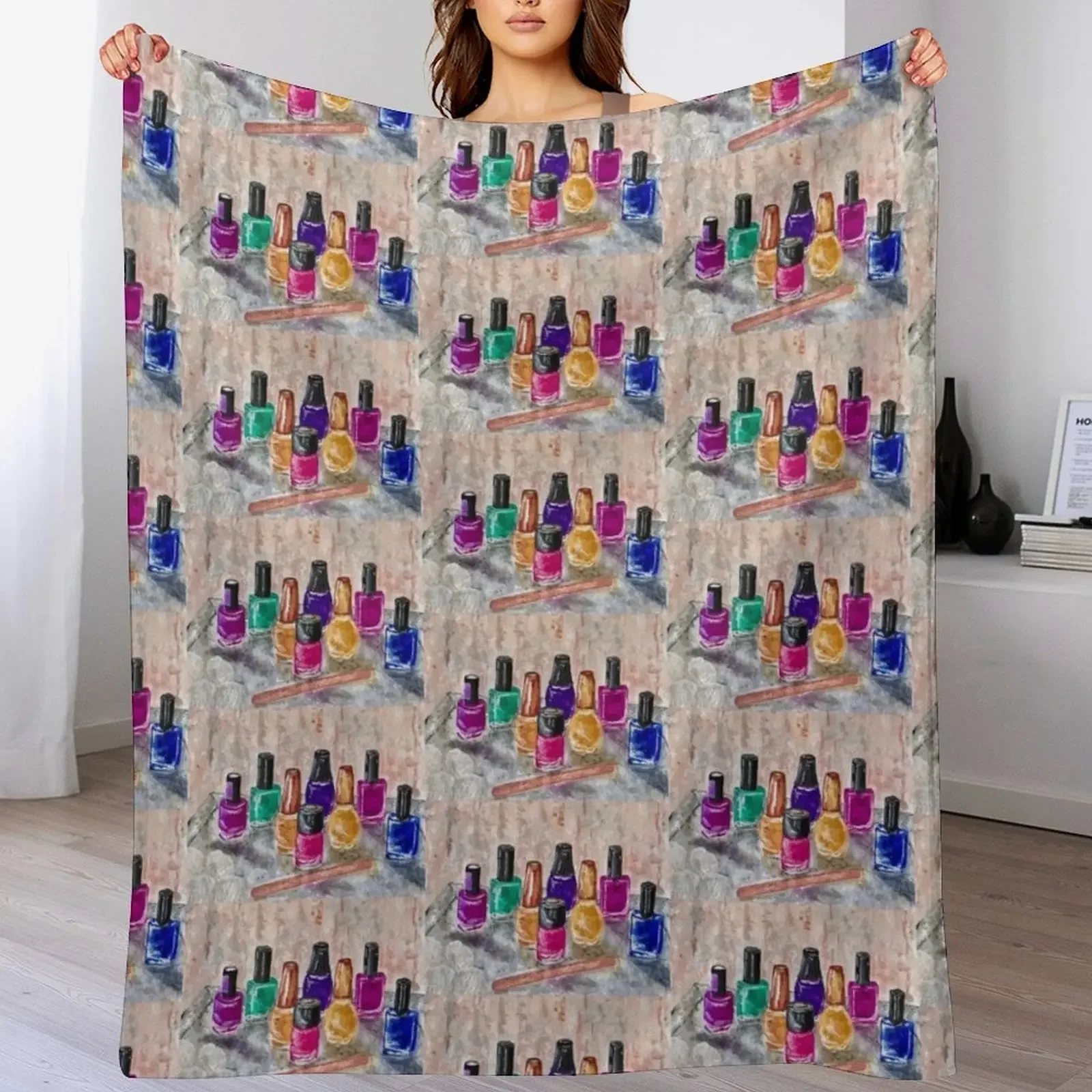 

Rainbow manicure - Pink hues Throw Blanket Warm Quilt Softest Travel Blankets