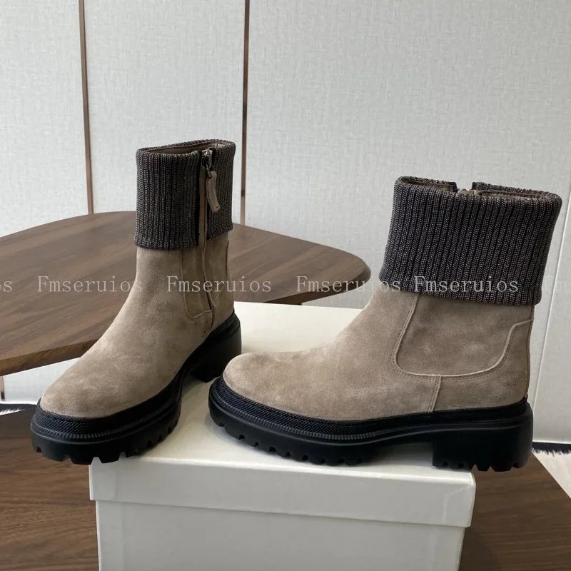 النساء منتصف العجل الأحذية جولة تو شقة جلد طبيعي سستة الأزياء موجزة تصميم الصلبة النمط البريطاني أحذية بوت قصيرة الخريف الشتاء