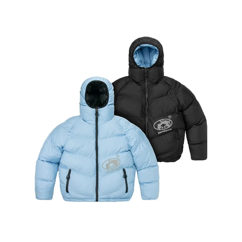 American High Street Protect Down Jacket Retro Reversible Hooded Couples Coat Y2k Hip Hop Streetwear Unisex Casual Puffer Jacket
