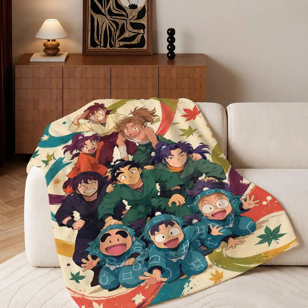 Anime Nintama Rantaro Throw Plush Flannel Throw Blanket, Sofa Bed Travel Picnic Home Textile Decor