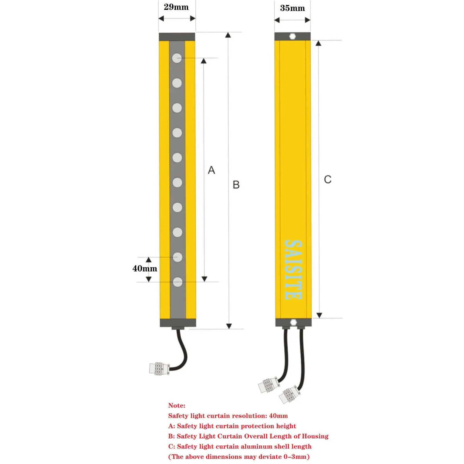 Imagem -05 - Feixes 40 mm Luz Cortina Sensor Interruptor de Segurança Luz Grating Dispositivo Segurança Dc1224v para Forjamento Máquina Ferramentas Npn Pnp Relé 16